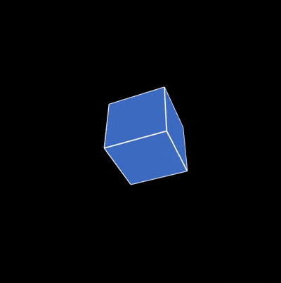A 3D cube influenced by sound, where volume adjusts size or rotation speed.