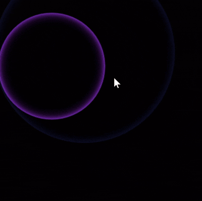 Mouse click generates glowing rings, with sound volume affecting their expansion.